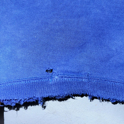 1970s VTG Blue Single V Sport Blank Sweatshirt USA Crewneck Basic 70s Jumper