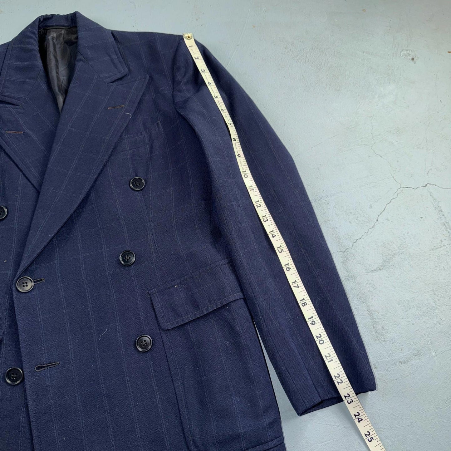 1940s 1950s VTG Mens Double Breast Suit 36 Jacket Coat Navy Union Rockabilly USA