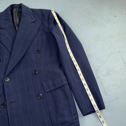 1940s 1950s VTG Mens Double Breast Suit 36 Jacket Coat Navy Union Rockabilly USA