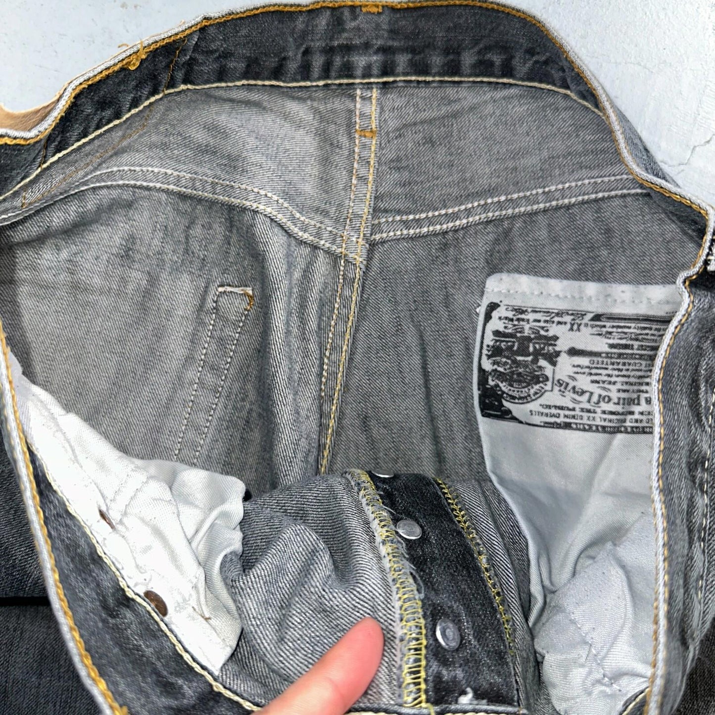 Levis 501 Vintage Y2K XX Straight Leg Jeans Black Light Wash 34x34 Act 33x33