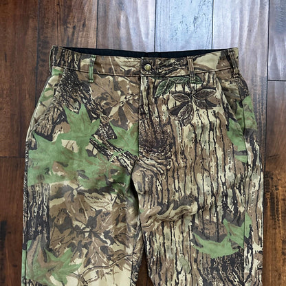 VTG 90s Cabela's Realtree Camo Fleece Pants Cargo Pocket 35x28 Made in the USA
