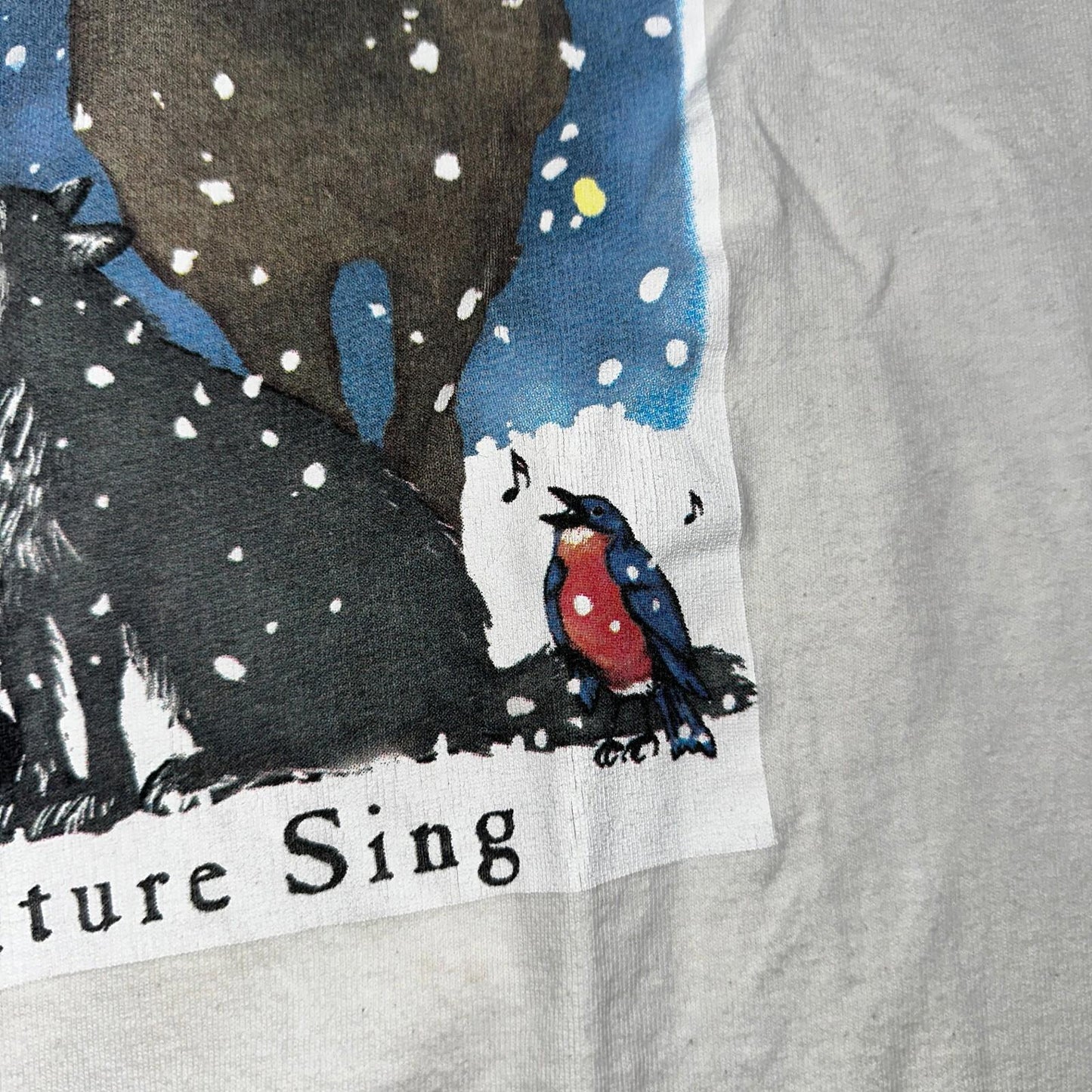 Animals Bear Moose Deer VTG T Shirt Heaven Nature Sing Family Christmas Hatley