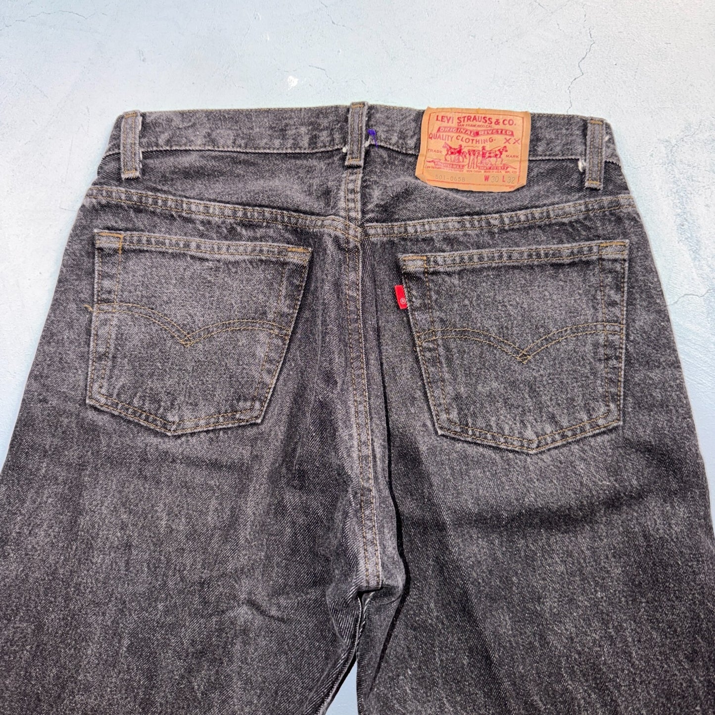 Levis 501 Vintage 80s USA XX Straight Leg Jeans Black Light Wash 30x32 Act 29x31