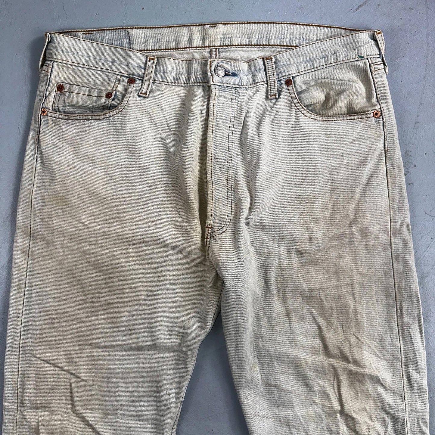 Levis 501 Vintage 90s UK Straight Leg Jeans Blue Light Wash 38x36 Act 37x30