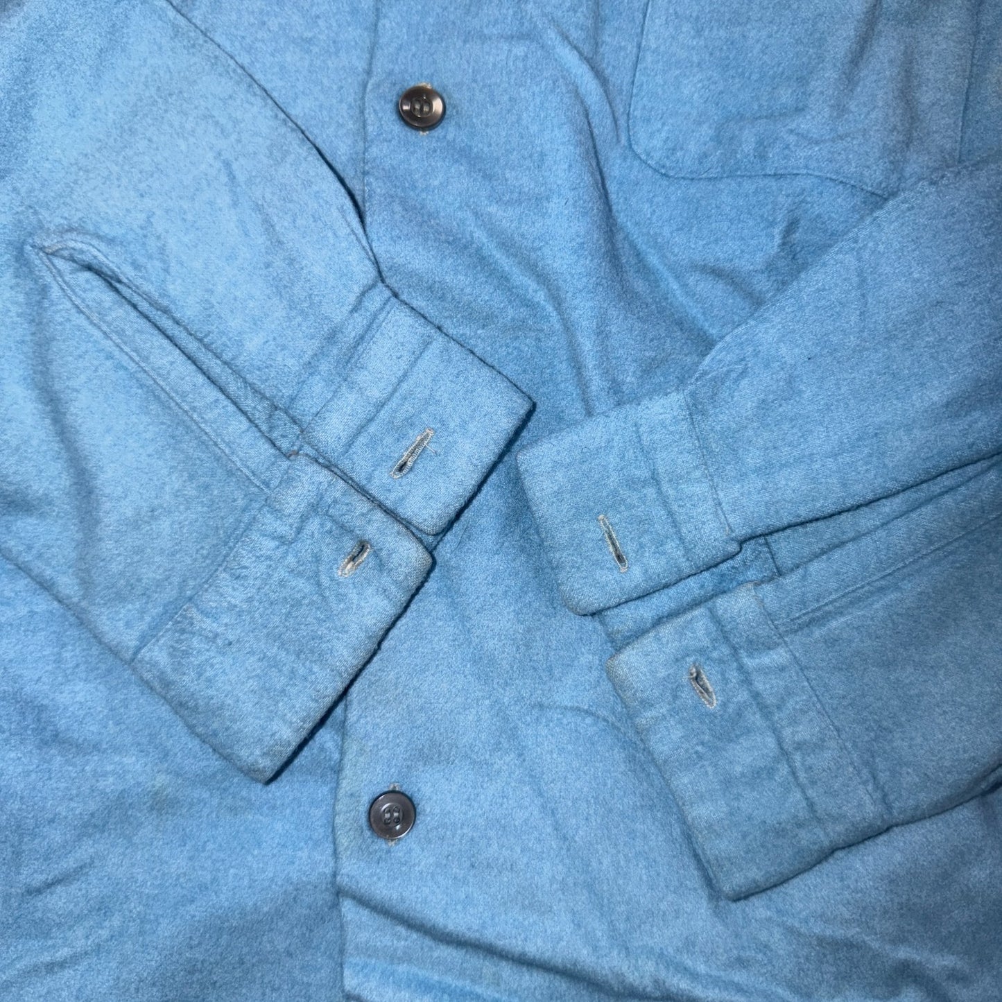 VTG 50s Glendale Loop Collar Shirt Sky Blue Cotton Flannel Rockabilly BOYS 16