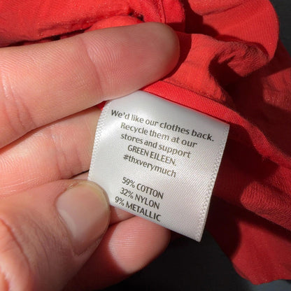 Eileen Fisher Cotton Coral Crinkle Asymmetrical Mock Neck Jacket Size Medium