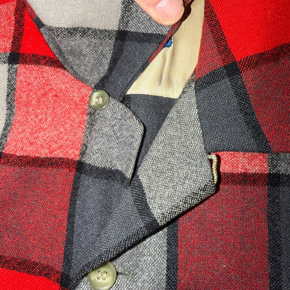 Pendleton VTG 1950s Loop Collar Board Shirt Wool Plaid Flannel Shirt Checker