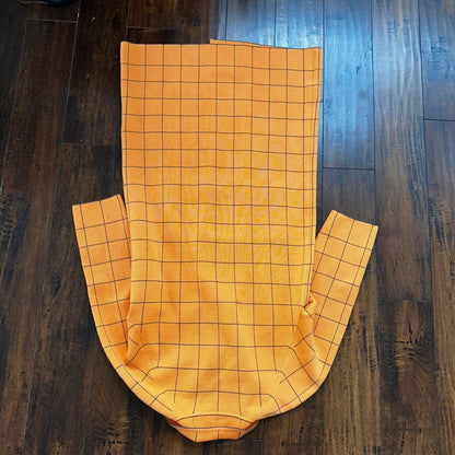 VTG 100% Wool Imperial Long Check Overcoat Womens Orange Rockabilly 1960s 70s