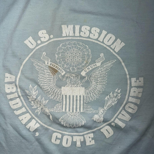 US Mission Abidjan VTG T Shirt Cote Divore 80s 1980s Hanes XL Army Single Stitch
