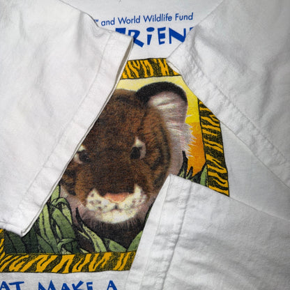 Vintage Build A Bear WWF World Wildlife Fund T Shirt Tiger Animal Graphic Y2K