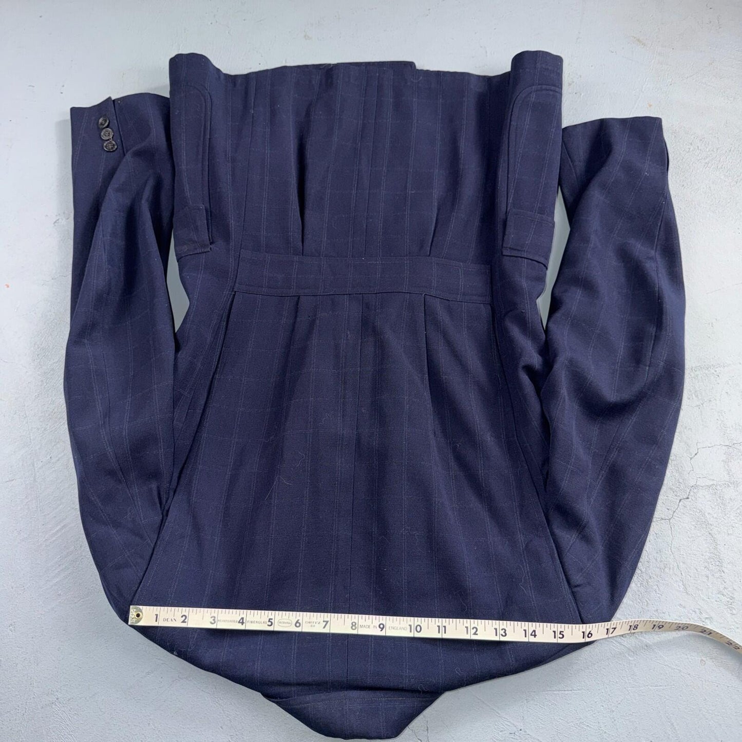 1940s 1950s VTG Mens Double Breast Suit 36 Jacket Coat Navy Union Rockabilly USA