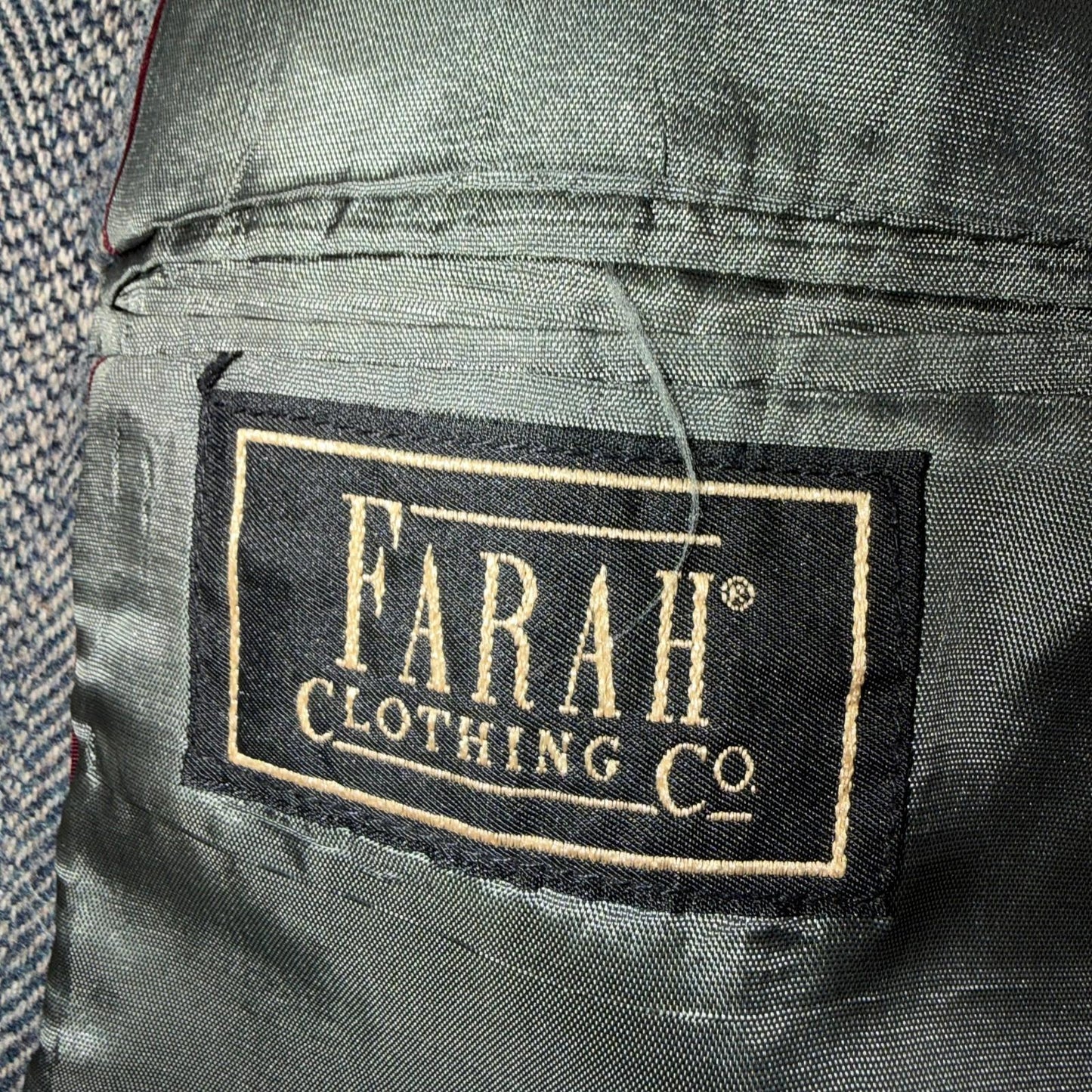 VTG Farah Wool Tweed Blazer Jacket Sport Suit Coat Gray Size 42L Herringbone