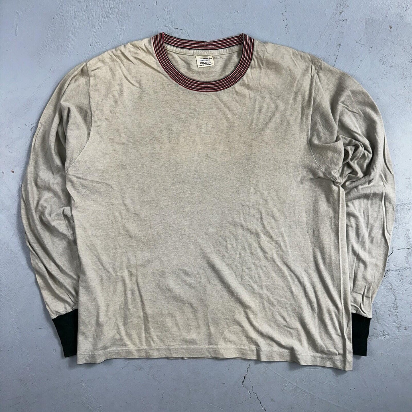 Penneys Vintage 60s Green Long Sleeve T Shirt Top Size Large Rockabilly 1960s