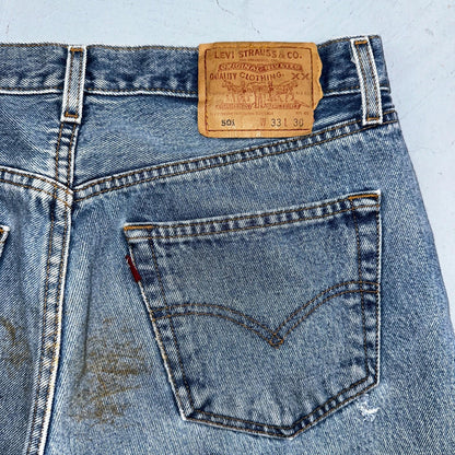 Levis 501 Vintage Y2K 90s XX Straight Leg Jeans Blue Light Wash 33x30 Act 32x29