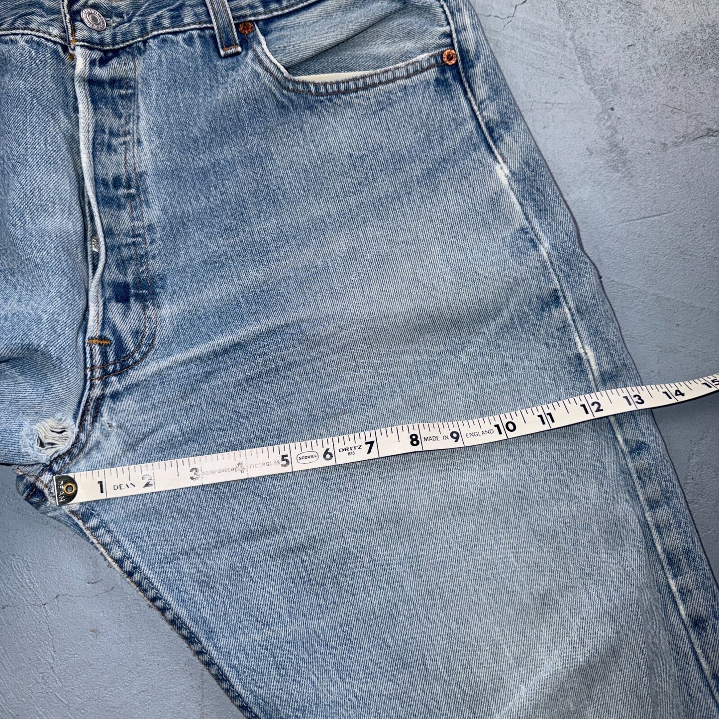Levis 501 Vintage 90s USA XX Straight Leg Jeans Blue Light Wash 38x38 Act 35x34