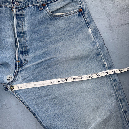 Levis 501 Vintage 90s USA XX Straight Leg Jeans Blue Light Wash 38x38 Act 35x34