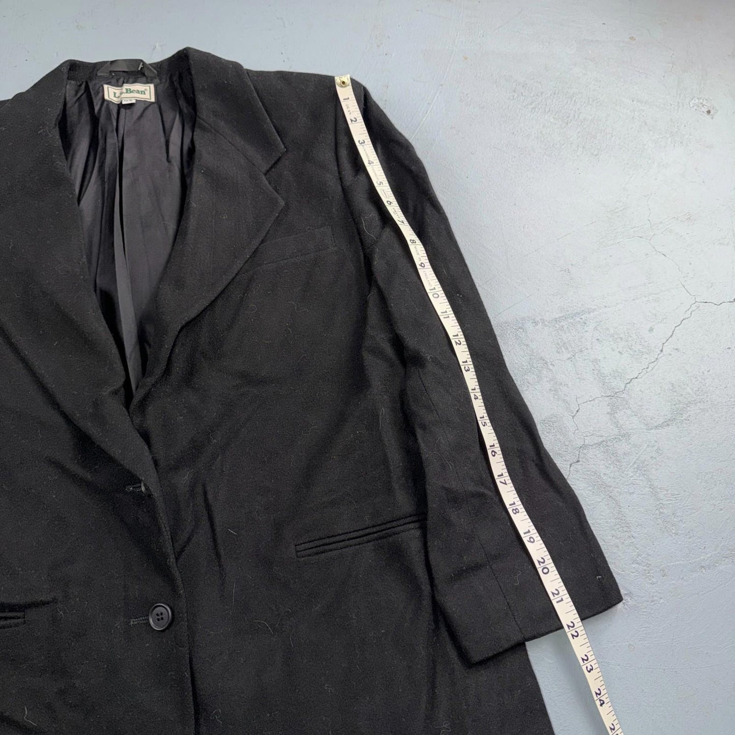 VTG LL Bean Blazer Womens 12P Black Wool Cashmere Blend 2 Button Jacket