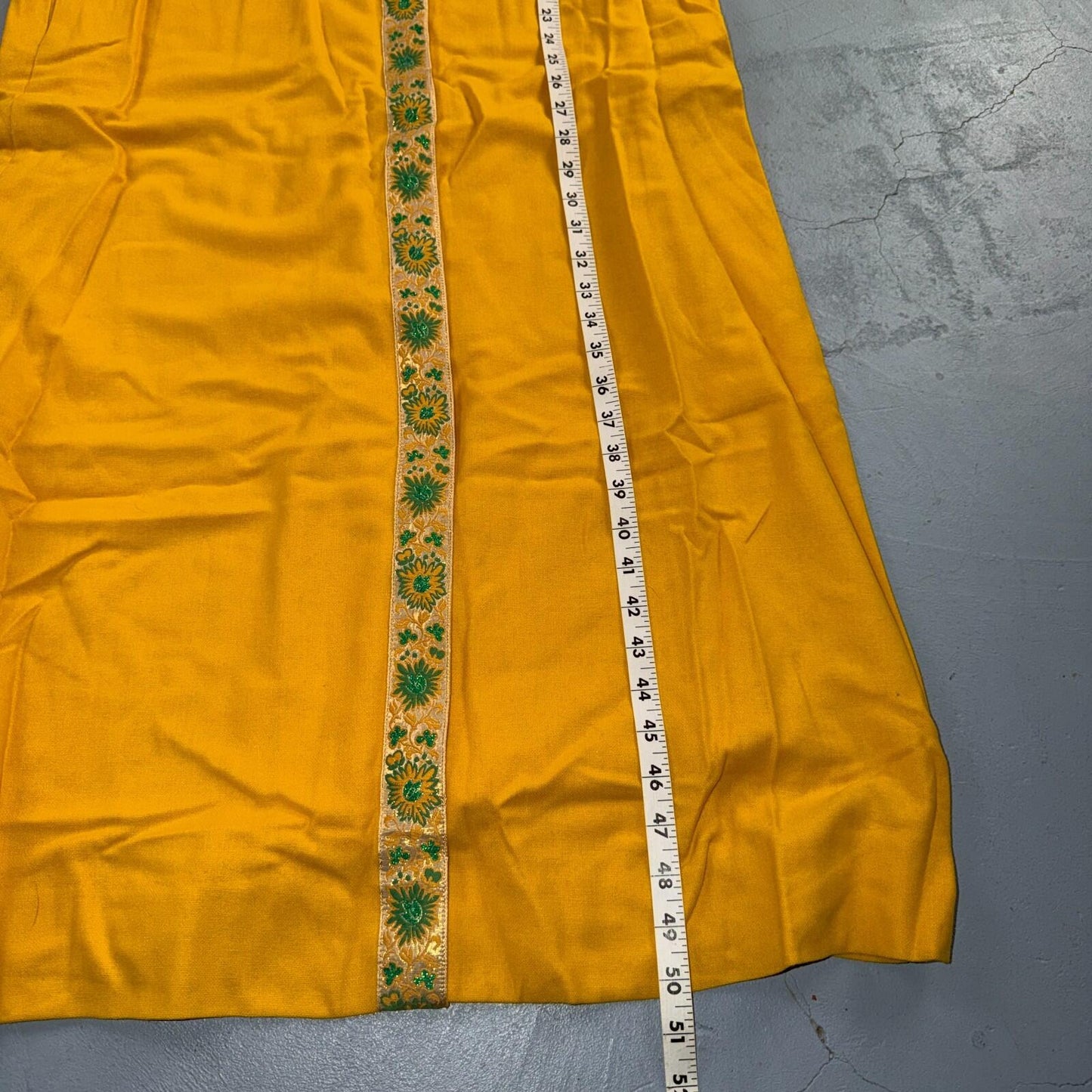 VTG 50s 60s Yellow Long Dress Summer Vibe Movie Belted Boho Hippy Rockabilly
