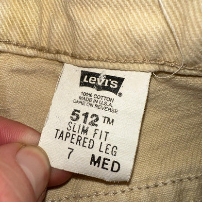 Levis 512 Vintage 90s USA Women Jeans Cream Slim Tapered Leg 7 M 501 Act 25x26