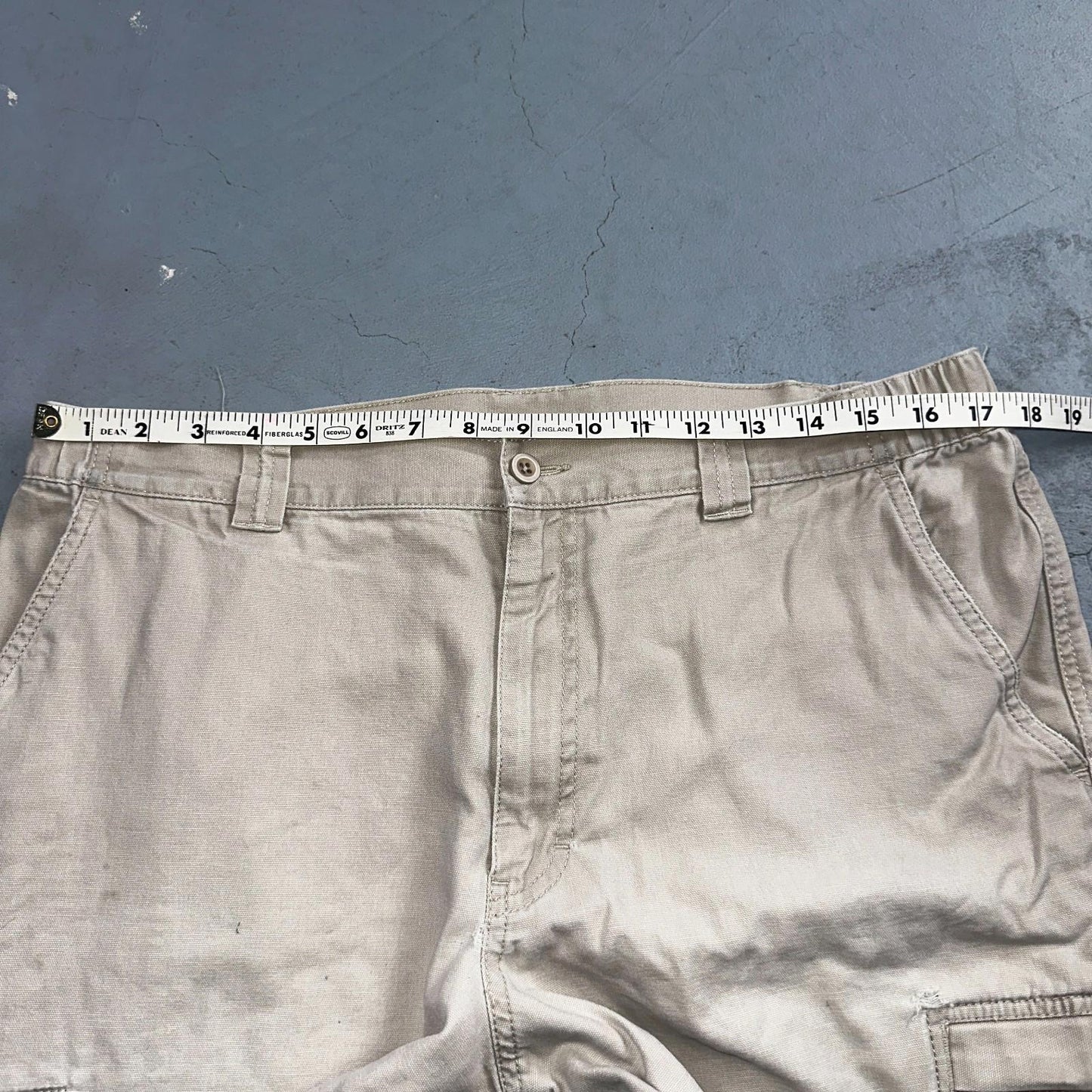 Vintage LL Bean Mens 36x30 Light Stonewashed Cargo Pants Trousers Beige 90s