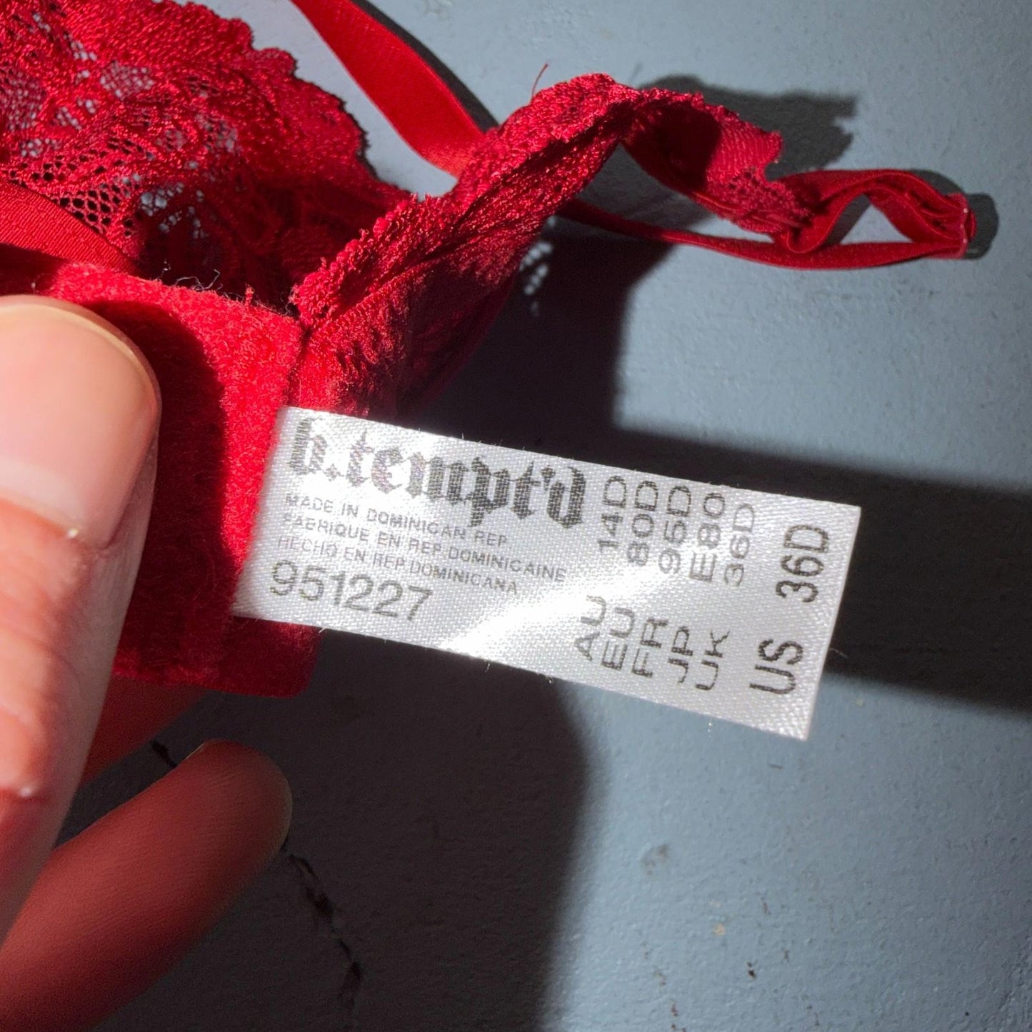 B.Temp’d Women’s Unlined Lace Bra Red Blue Black Purple 36 Lot of 3 C and D