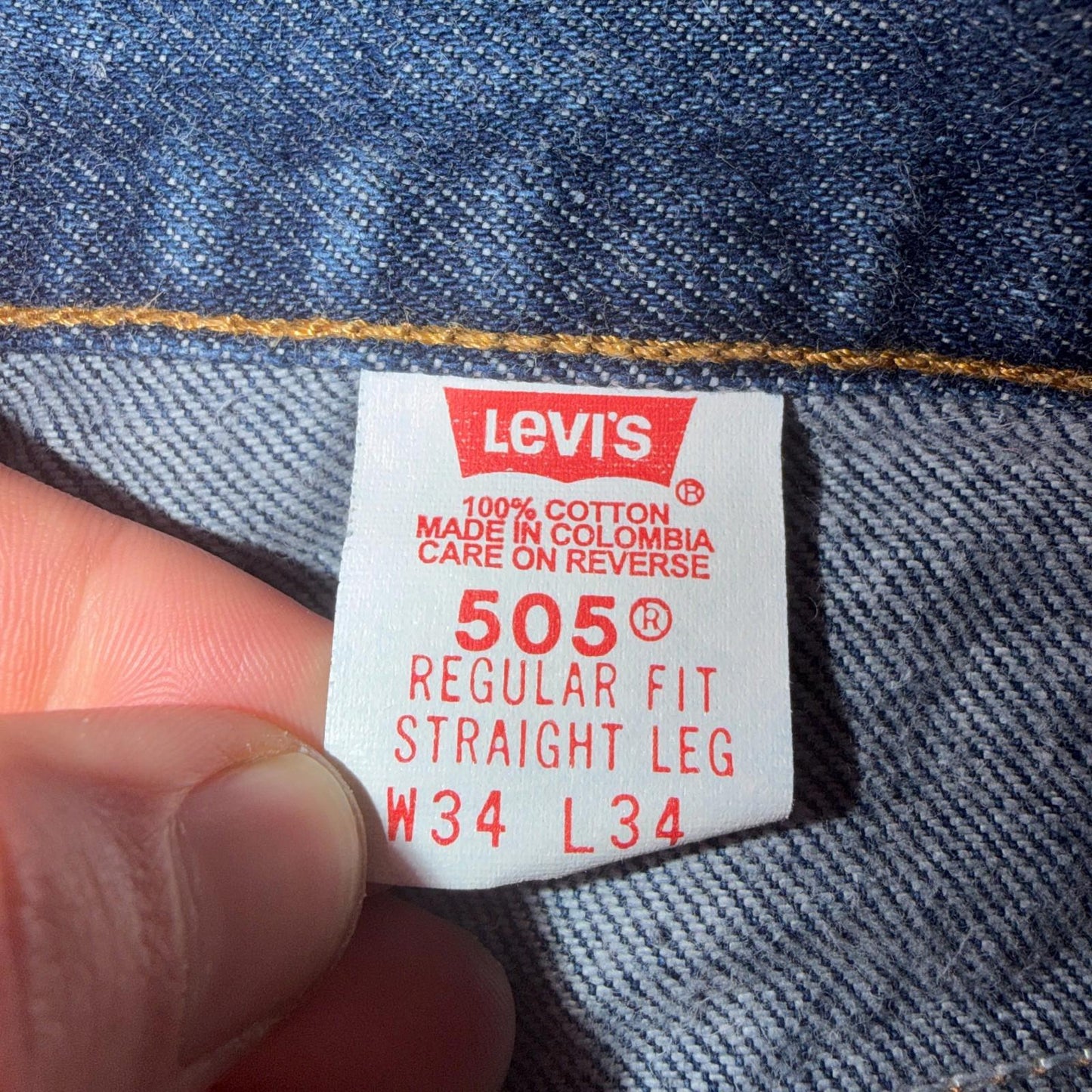 Levis 505 Vintage 90s Red Tab Straight Blue Jeans Med Was 34x34 Act 32x33