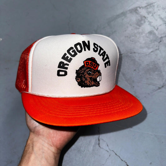 OSU Oregon State Beavers VTG Hat Cap Snapback Orange White 80s PDX Corvallis