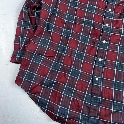 Vintage Polo Ralph Lauren Shirt Mens Large Red Blue Plaid Tilden Golf Crest