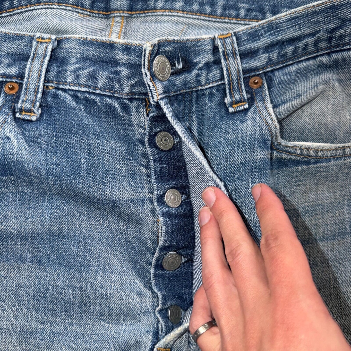 Levis 501 Vintage 70s SS Redline Selvedge USA Jeans Light Wash 36x34 Act 34x30
