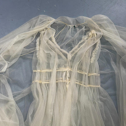 VTG 1950s 3PC Amourelle White Chiffon Slip Dress Robe Bottoms Set Sheer 50s Rare