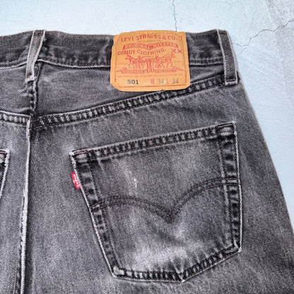 Levis 501 Vintage 90s USA XX Straight Leg Jeans Black Light Wash 34x34 Act 31x27
