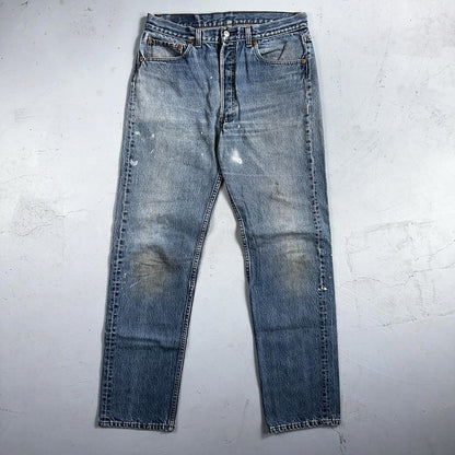 Levis 501 Vintage 90s USA 80s XX Straight Leg Jeans 35x36 Light Wash Act 32x31