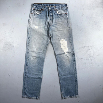 Levis 501 Vintage 90s XX Straight Leg Mexico Jeans 34x36 Light Wash Act 31x33
