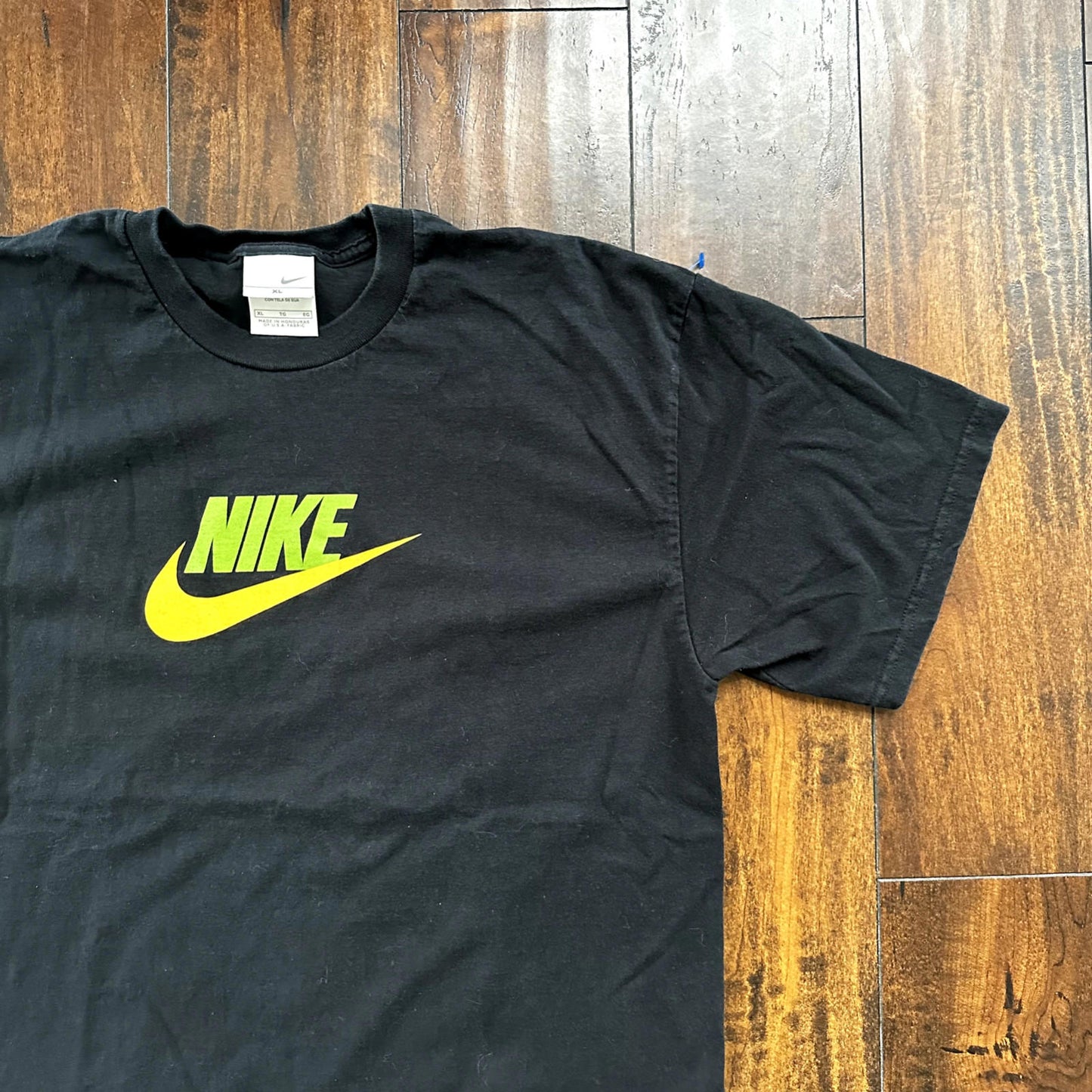 Vintage T Shirt Nike Basic Swoosh Black Y2K Yellow Green Oregon Ducks XL
