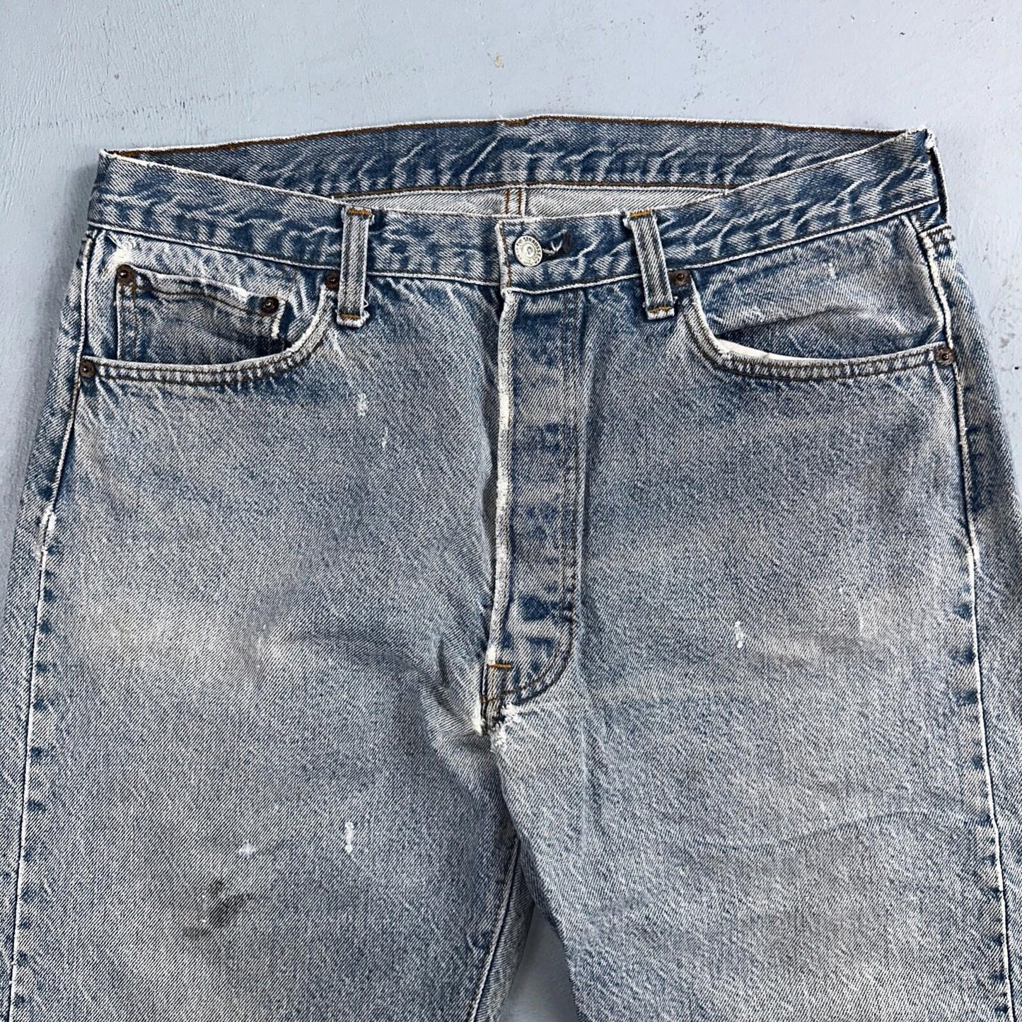 Levis 501 Vintage 80s USA XX Straight Leg Jeans Blue Light Wash 38x33 Act 34x29