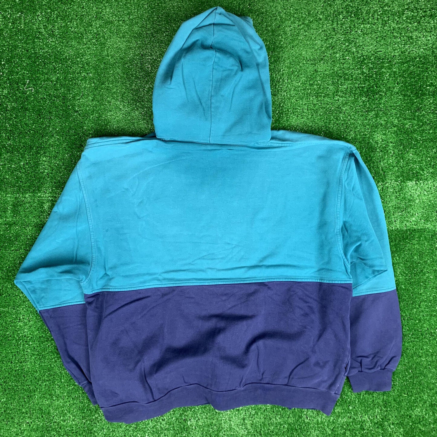 Nike Vintage Sweatshirt Mens T Shirt Tonal Hoodie Center Swoosh Blue 80s Rap