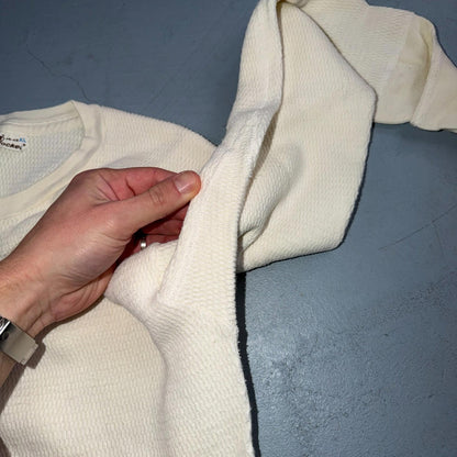 Jockey VTG 1960s Shirt Ivory Waffle Knit Thermal Underwear Long Sleeve XL