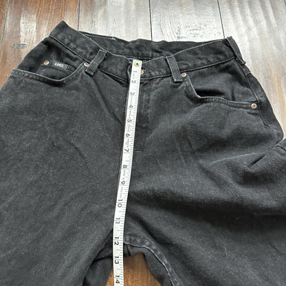 Vintage Lee Original Jeans Women's Long Black High Rise Tapered Capri 26x25 90s