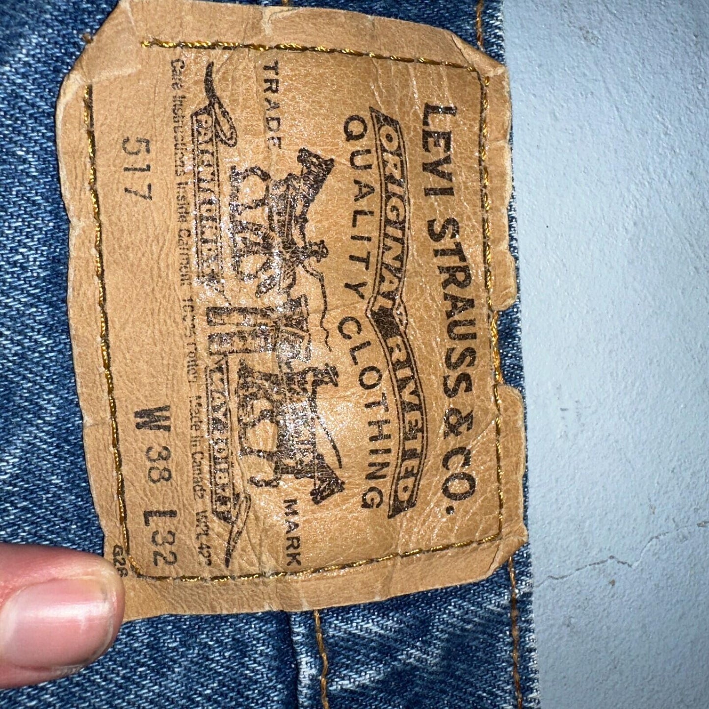 Levis 517 Vintage 90s Canada Orange Tab Bootcut Flare Blue Worn Jeans Act 38x30