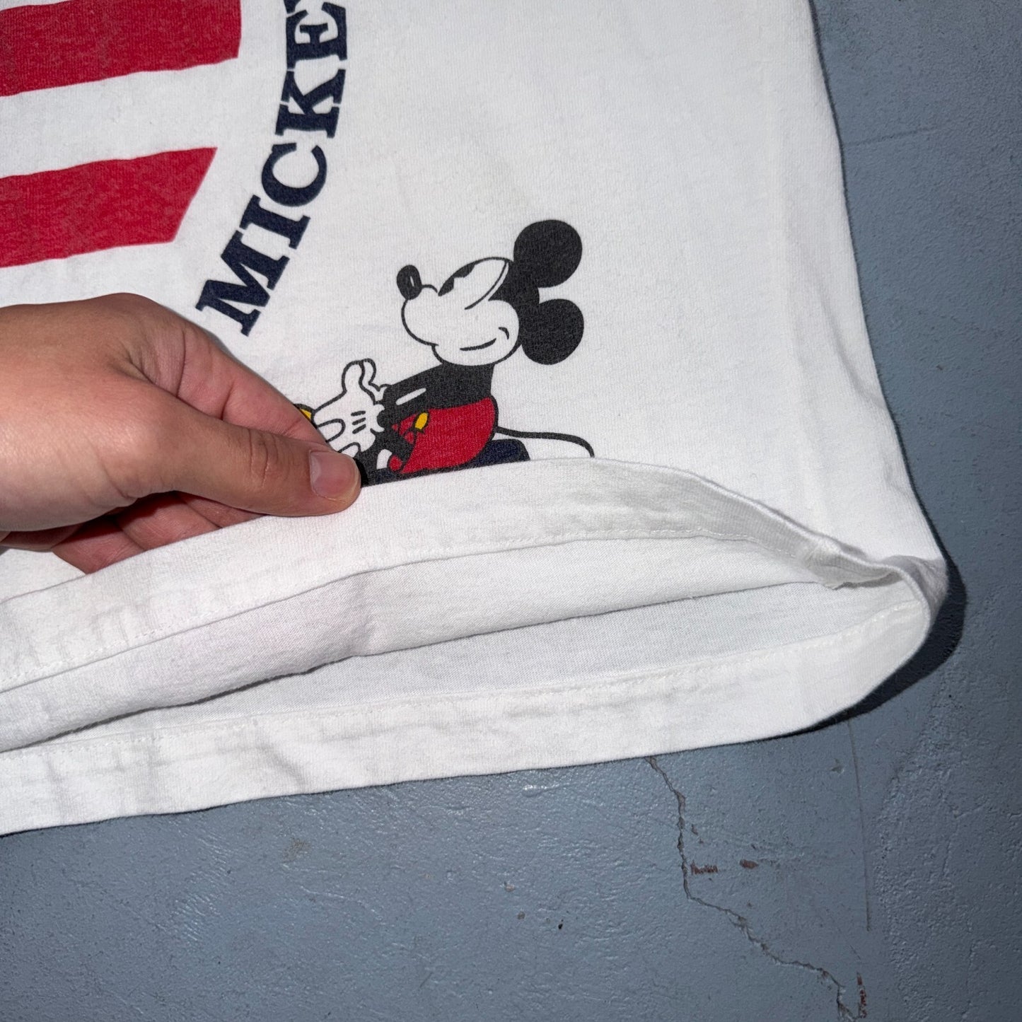 Vintage Mickey Mouse Mickey & Co T Shirt USA American Flag All Over Print Tee