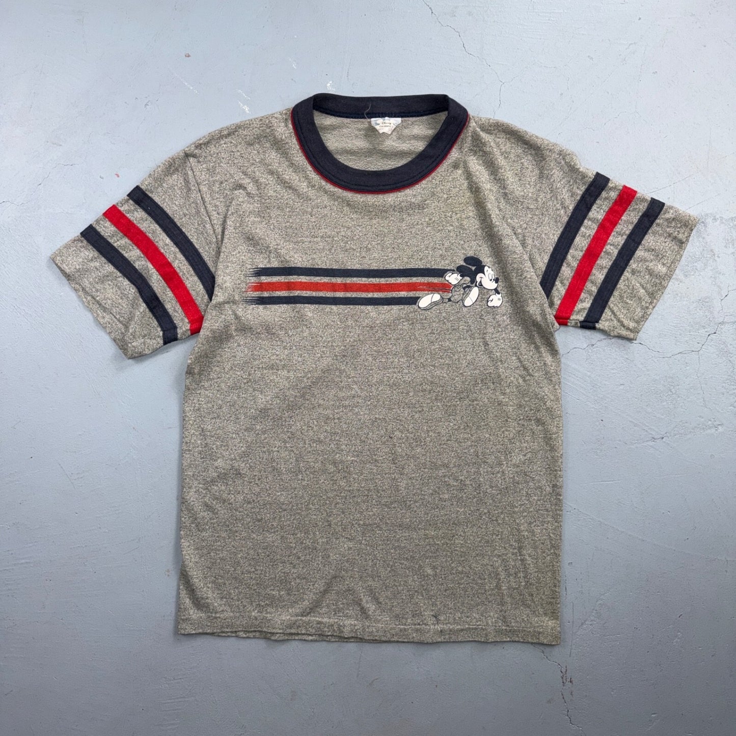 Vintage 80s Disney Casuals Marathon Mickey Mouse Ringer T Shirt Large Stripes