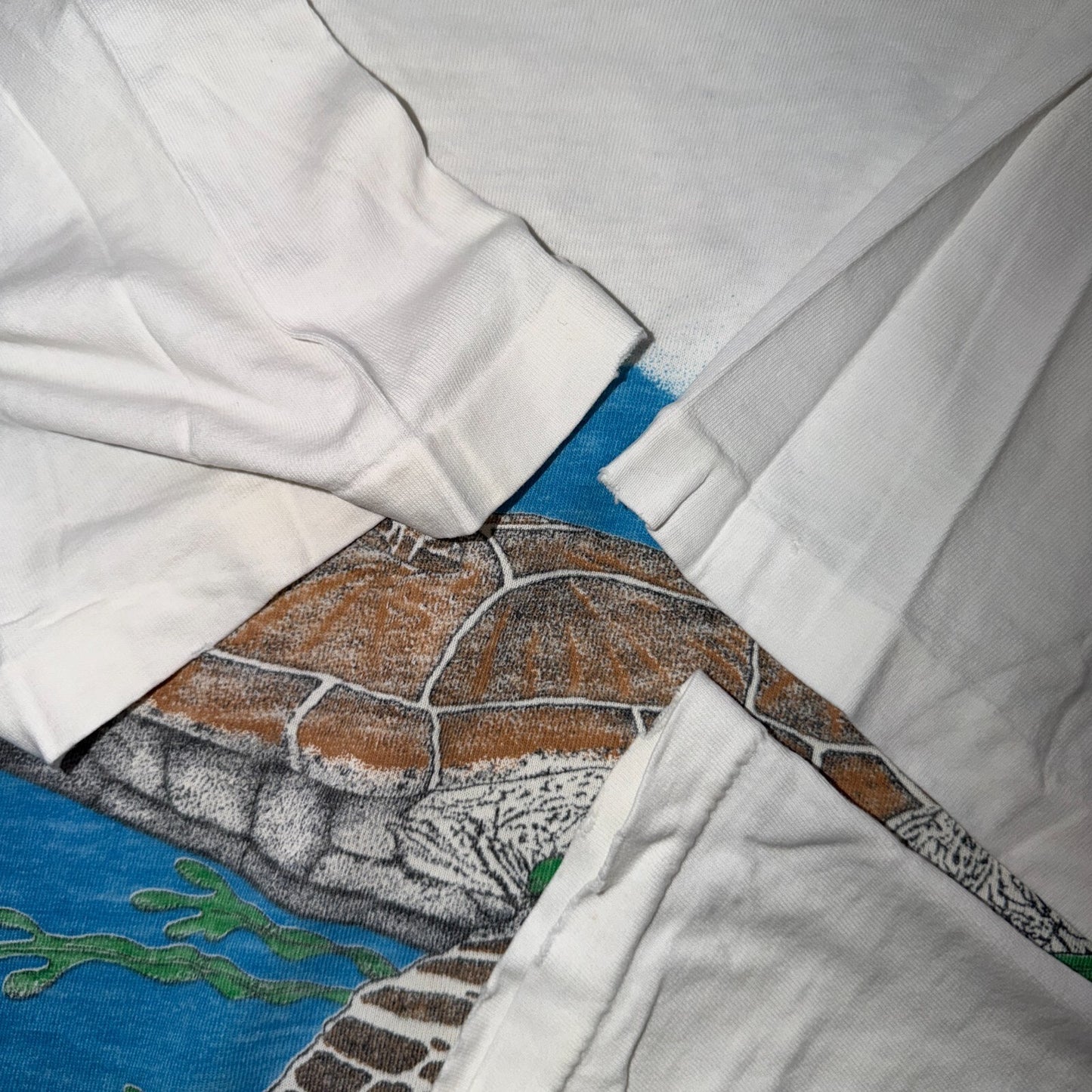 VTG Sea Turtles Single Stitch USA Thrashed White T Shirt Sz XL St Croix Ocean