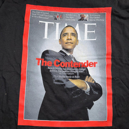 Obama 2008 Tee Shirt Size XL Time Magazine The Contender Rap Style Y2K President