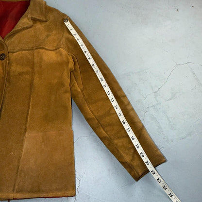 1940s 1950s VTG Brown Suede Jacket Leather Distressed Rockabilly Ricky Chore