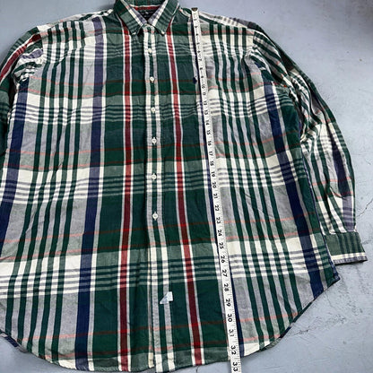 Ralph Lauren Heavy Cotton Button Down Casual Plaid Shirt Men Size XL Green VTG