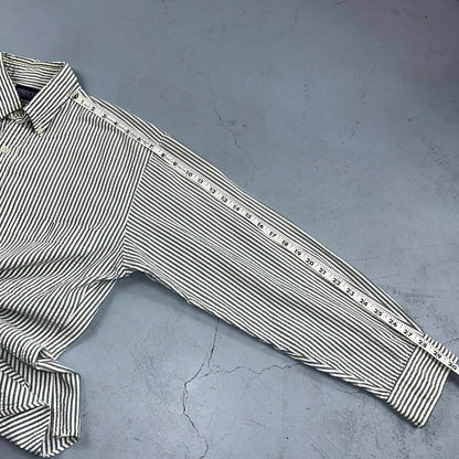 Lands End Shirt Men's M Green Striped Long Sleeve Button Down Trad Fit VTG 90s
