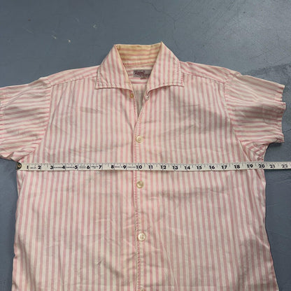 Vintage 50s Riley’s Mens S Pink White Stripe Loop Collar Shirt Rockabilly 1950s