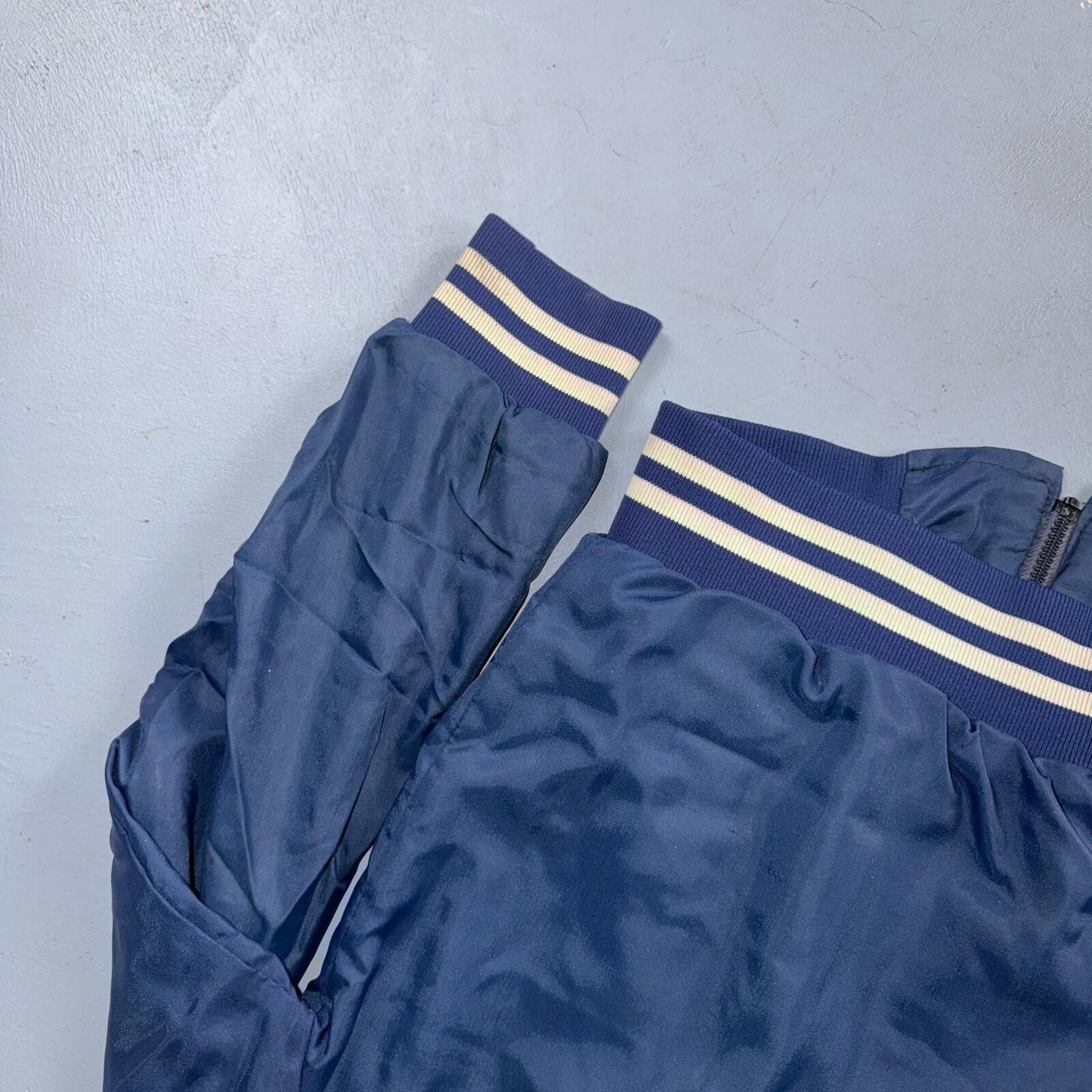 Vtg Coors Light Satin Poly Bomber Jacket Rockabilly Blue USA Talon 1960s 1970s