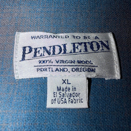 VTG Pendleton Womens Blue Blazer 100% Virgin Wool Shadow Plaid 49er Button Shirt