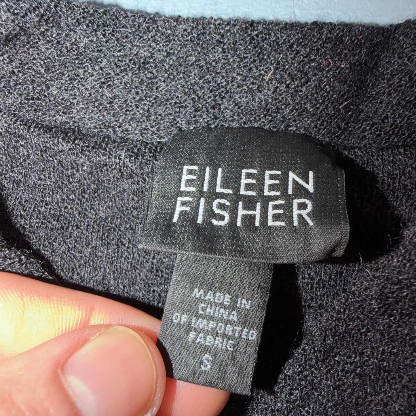 Eileen Fisher Women’s Button Front Small Cardigan Black Boxy Wool